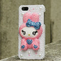 Bling Rabbit Crystal Cases Rhinestone Pearls Covers for iPhone 6 - Pink