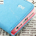 IMAK cross leather case Button holster holder cover for iPhone 6 - Blue