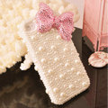 Bling Bowknot Crystal Cases Rhinestone Pearls Covers for iPhone 6 Plus - Pink