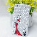 Bling Pretty girl Crystal Cases Rhinestone Pearls Covers for iPhone 6 Plus - Red