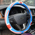Personalised British Flag Green Latex Rubber Auto Car Steering Wheel Covers 15 inch 38CM - Blue
