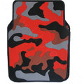 Personalised Camo Universal Auto Carpet Waterproof Car Floor Mats Rubber 5pcs Sets - Red