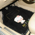 Sale Cute Heated Lace Universal Carpet Decorative Car Floor Mats Plush 5pcs Sets For Girls - Black