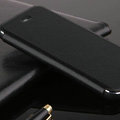 Classic Aluminum Bracket Holster Genuine Flip Leather Covers for iPhone 6 Plus 5.5 - Black