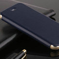 Classic Aluminum Support Holster Genuine Flip Leather Covers for iPhone 6 Plus 5.5 - Blue