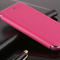 Classic Aluminum Support Holster Genuine Flip Leather Covers for iPhone 6 Plus 5.5 - Rose