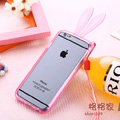 Cute Transparent Rabbit Covers Ears Silicone Cases for iPhone 6 Plus 5.5 - Pink