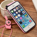 Fashion Lanyard Plastic Shell Hard Covers Back Cases Skin for iPhone 6 Plus 5.5 - Pink