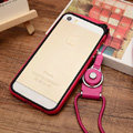 Fashion Lanyard Plastic Shell Hard Covers Back Cases Skin for iPhone 6 Plus 5.5 - Rose