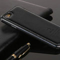 High Quality Aluminum Bumper Frame Covers Real Leather Back Cases for iPhone 6 Plus 5.5 - Black