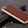 High Quality Aluminum Bumper Frame Covers Real Leather Back Cases for iPhone 6 Plus 5.5 - Brown