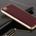 High Quality Aluminum Bumper Frame Covers Real Leather Back Cases for iPhone 6 Plus 5.5 - Claret