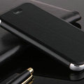 Classic Aluminum Bracket Holster Genuine Flip Leather Cases for iPhone 6S - Black