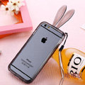 Cute Transparent Rabbit Covers Ears Silicone Cases for iPhone 6S - Black