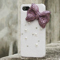 Bling Bowknot Rhinestone Crystal Cases Pearls Covers for iPhone 6S Plus - Purple