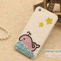 Bling Dolphin Crystal Cases Rhinestone Pearls Covers for iPhone 6S Plus - White