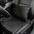 Calssic Genuine Leather Universal Car Seat Cushion Diamond Lattice Auto Pad 1pcs - Black