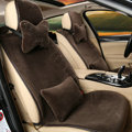 Calssic Luxury Genuine Wool Auto Cushion Women Universal Car Seat Covers 15pcs Sets - Coffee