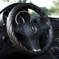 Calssic Man Genuine Lamb Leather Grip Auto Steering Wheel Covers 15 inch 38CM - Black