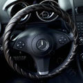 Calssic Man Genuine Lamb Leather Grip Auto Steering Wheel Covers 16 inch 40CM - Black