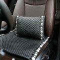 Calssic Rhinestone Auto Lumbar Pillow Genuine Sheepskin Pearl Support Cushion 1pcs - Black