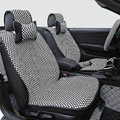 Classic Plaids Cloth Universal Car Seat Cushion PU Leather 10pcs Set - Black White