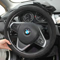 Cute Female Bowknot Suede Velvet Auto Steering Wheel Covers 15 inch 38CM - Black