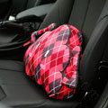 Diamond Lattice Cloud Short Plush Auto Support Pillow Car Lumbar Cushion 1pcs - Red