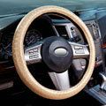Discount Man Snake Print PU Leather Car Steering Wheel Covers 14 inch 36CM - Beige