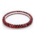 Discount Zebra Print PU Leather Car Steering Wheel Covers 15 inch 38CM - Red