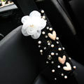 Elegant Female Flower Pearl Crystal Beaded Auto Seat Safety Belt Covers 2pcs - Black