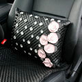 Elegant Flower Diamond Auto Lumbar Pillow Sheepskin Pearl Support Cushion 1pcs - Black Pink