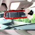 Fashion Female Pearl Lace Flower Genuine Sheepskin Car Rearview Mirror Elastic Covers - Red