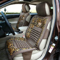 Fashion Gold Leopard Print Universal Car Seat Cushion PU Leather Velvet 10pcs Set - Brown