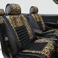 Fashion Leopard Print Female Universal Car Seat Cushion PU Leather Flocking 10pcs Set - Golden