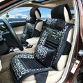 Fashion Snow Leopard Print Universal Car Seat Cushion PU Leather Velvet 10pcs Set - Gray