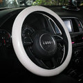 Fashion Women Glitter PU Leather Car Steering Wheel Covers 15 inch 38CM - White