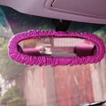 Fashion Women Leather Car Rearview Mirror Elastic Covers Auto Interior Decorate - Rose