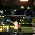 Flower Diamond Genuine Sheepskin Car Rearview Mirror Elastic Covers Decoration - Blue