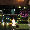 Flower Diamond Genuine Sheepskin Car Rearview Mirror Elastic Covers Decoration - Purple