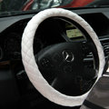 General Genuine Sheepskin Leather Grip Auto Steering Wheel Covers 14 inch 36CM - White