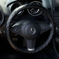 General Genuine Sheepskin Leather Grip Auto Steering Wheel Covers 16 inch 40CM - Black