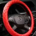 General Genuine Sheepskin Leather Grip Auto Steering Wheel Covers 16 inch 40CM - Red