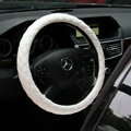 General Genuine Sheepskin Leather Grip Auto Steering Wheel Covers 16 inch 40CM - White