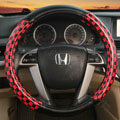 High Quality Classic Plaid PU Leather Automobile Steering Wheel Covers 15 inch 38CM - Black Red