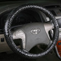 High Quality Snake Grain PU Leather Car Steering Wheel Covers 15 inch 38CM - Black