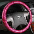 High Quality Snake Grain PU Leather Car Steering Wheel Covers 15 inch 38CM - Rose