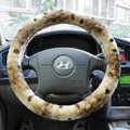 High Quality Snake Print Winter Plush Car Steering Wheel Covers 15 inch 38CM - Beige