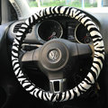 High Quality Zebra Print Flocking Car Steering Wheel Covers 15 inch 38CM - White Black
