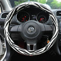 High Quality Zebra Print PU Leather Car Steering Wheel Covers 15 inch 38CM - White Black